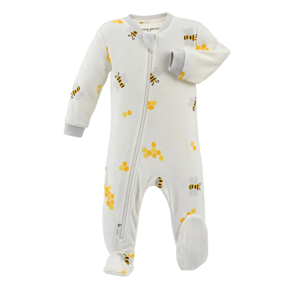 ZippyJamz Footie - Bee Happy - 12-18m