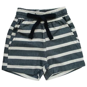Mebie Baby Linen Cotton Shorts - Navy Stripe (Size 0-3m)