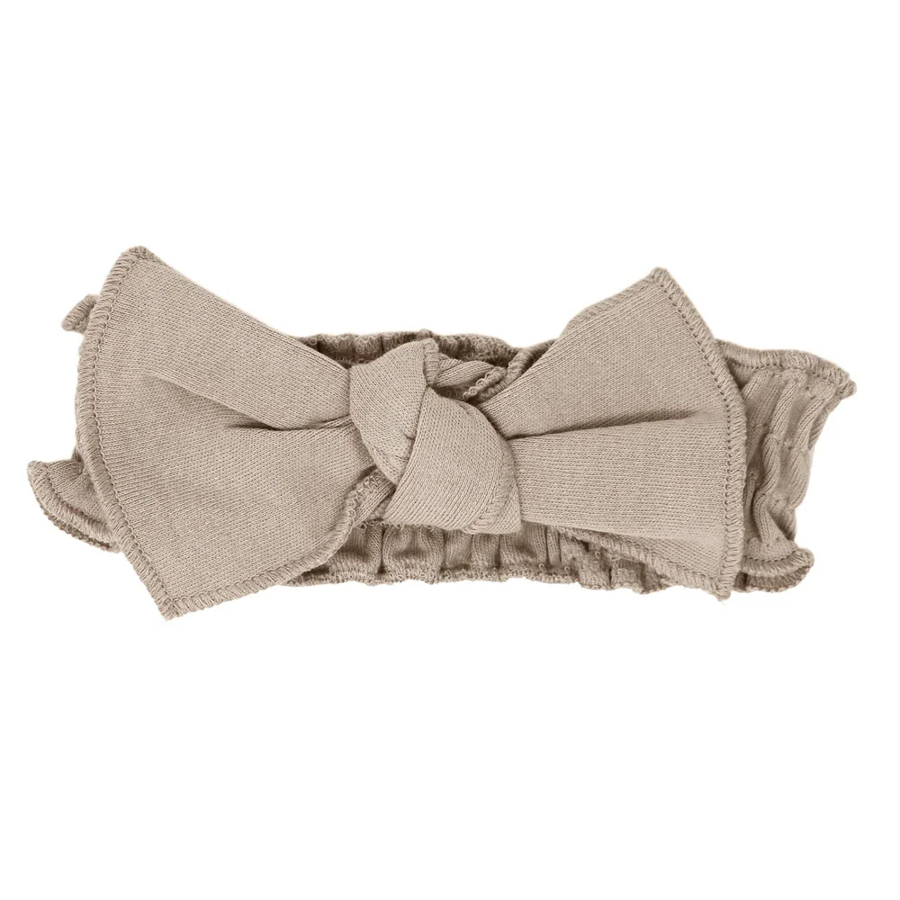 *L'ovedbaby Organic Smocked Tie Headband - Oatmeal - 2t