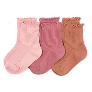 Little Stocking Co. Lettuce Trim Midi Sock 3-Pack - Sedona (Size 4-6y)