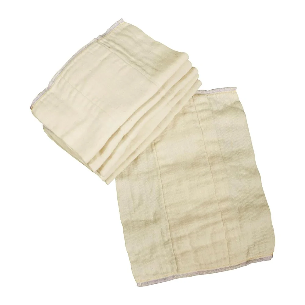 OsoCozy Indian Unbleached Cotton Prefold - Single - Infant - Light Blue/Dark Blue Trim (7-15lbs)
