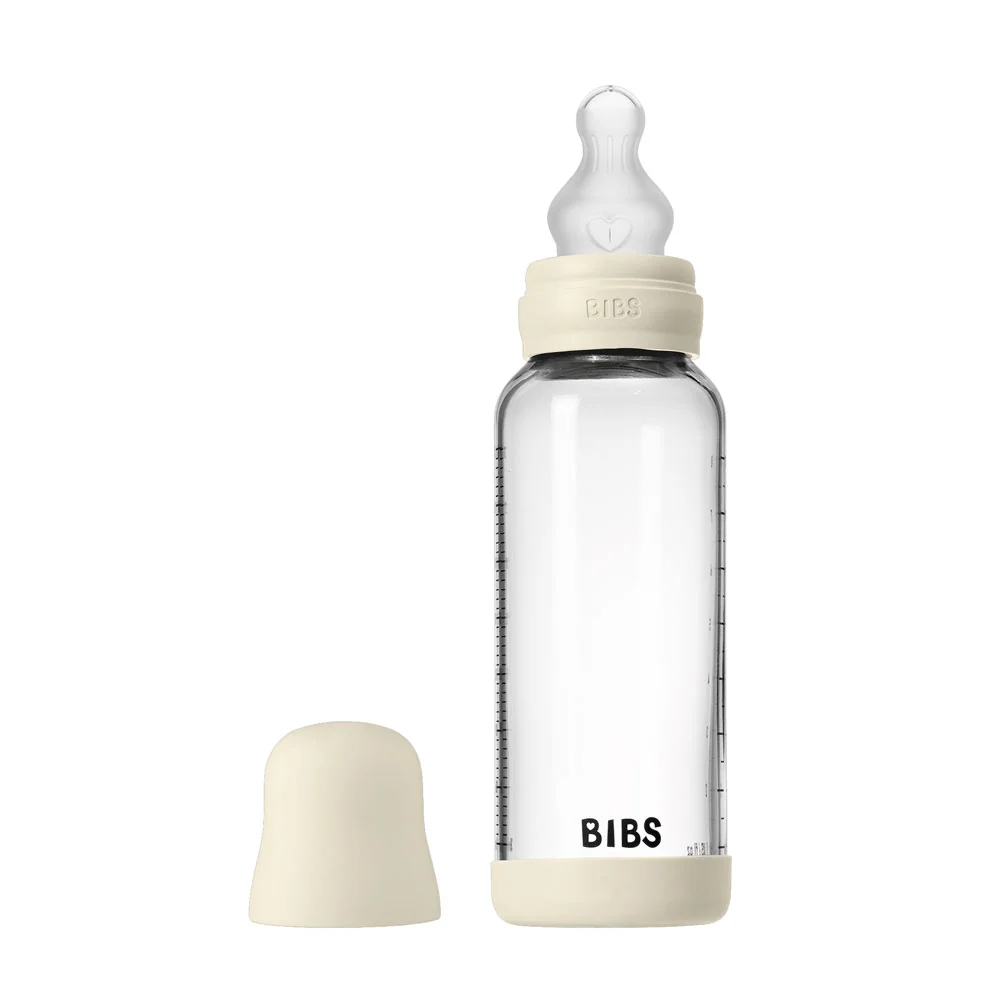 *Bibs Baby Glass Bottle Complete Set - 240mL *Medium Flow* - Ivory - Image 2