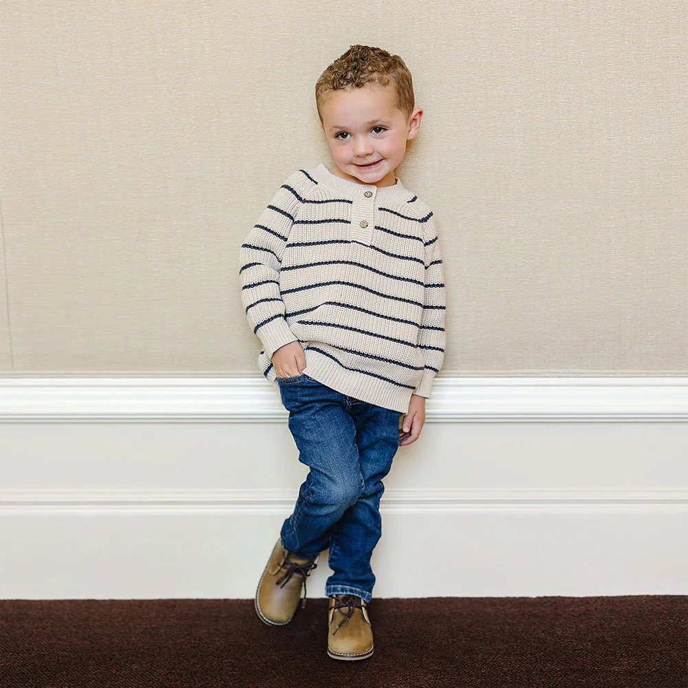 Mebie Baby Stripe Button Knit Sweater - 0-3m - Image 2
