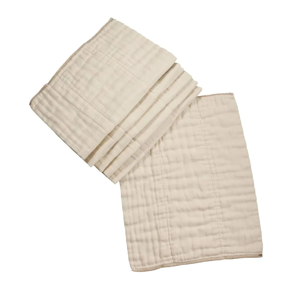 OsoCozy Indian Unbleached Cotton Prefold - Single - Infant - Light Blue/Dark Blue Trim (7-15lbs) - Image 6
