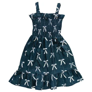 Mebie Baby Linen Dress - Bow (Size 12-18m)