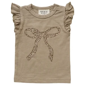 Mebie Baby Ruffle Tee - Cheetah Bow (Size 3-6m)
