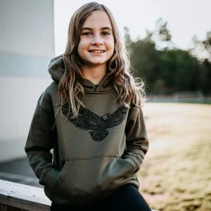 West Coast Karma Kids Hoodie - Military Green Eagle - 4