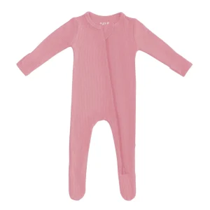 Kyte Baby Ribbed Zippered Footie - Apple Blossom (Size 3-6m) - 0-3m