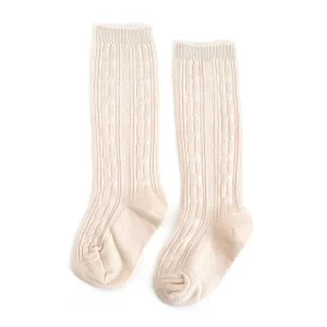 Little Stocking Co. Cable Knit Knee High Socks - Vanilla - 0-6m