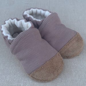 Snow and Arrow Cotton Knit Slippers - Ribbed Petal - 0-3m (no leather toe)