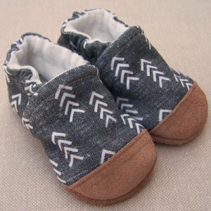 Snow and Arrow Cotton Knit Slippers - Modern Charcoal - 0-3m (no leather toe)