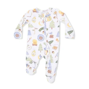 Angel Dear 2-Way Zipper Footie - Camping Blue (Size Brand Newborn)