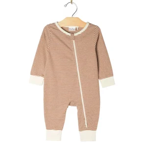 City Mouse Zip Romper - Toffee Stripe (Newborn)